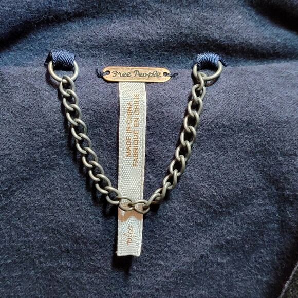 Free People Velvet Military Band Jacket Navy Blue Structured Statement Luxe S - Picture 12 of 14